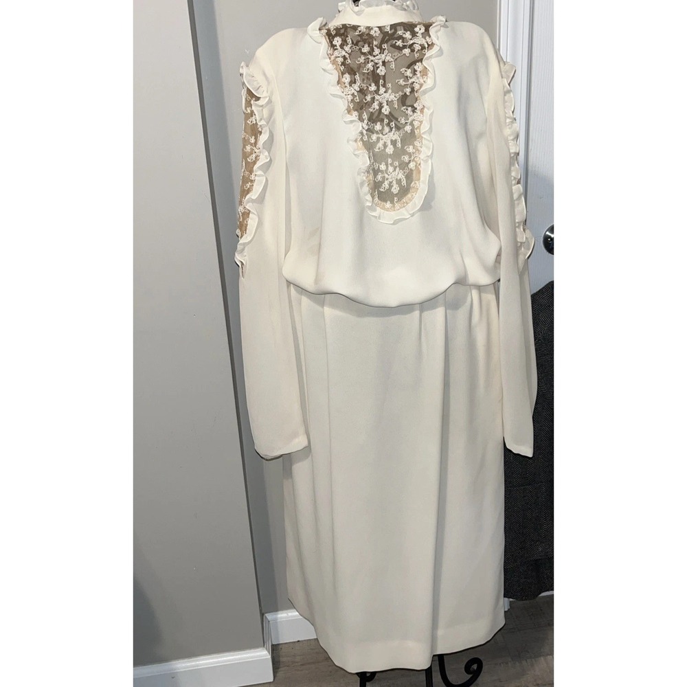 1960s Vintage Beige Union Made USA Made Victorian Blouse And Skirt As Is